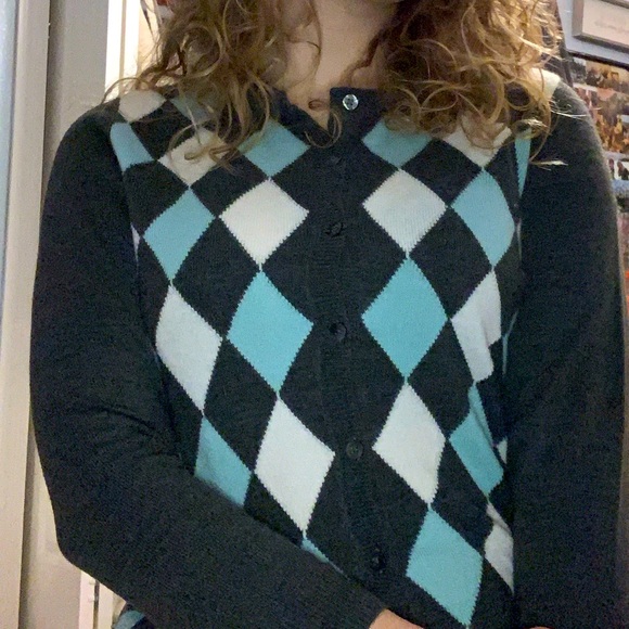 "346" Brooks Brother Argyle Cardigan Sweather. - Picture 3 of 4